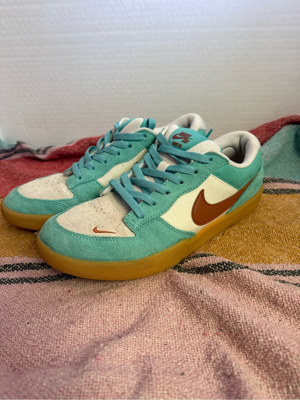 Nike Teal and Brown Low-Top Skate Sneakers